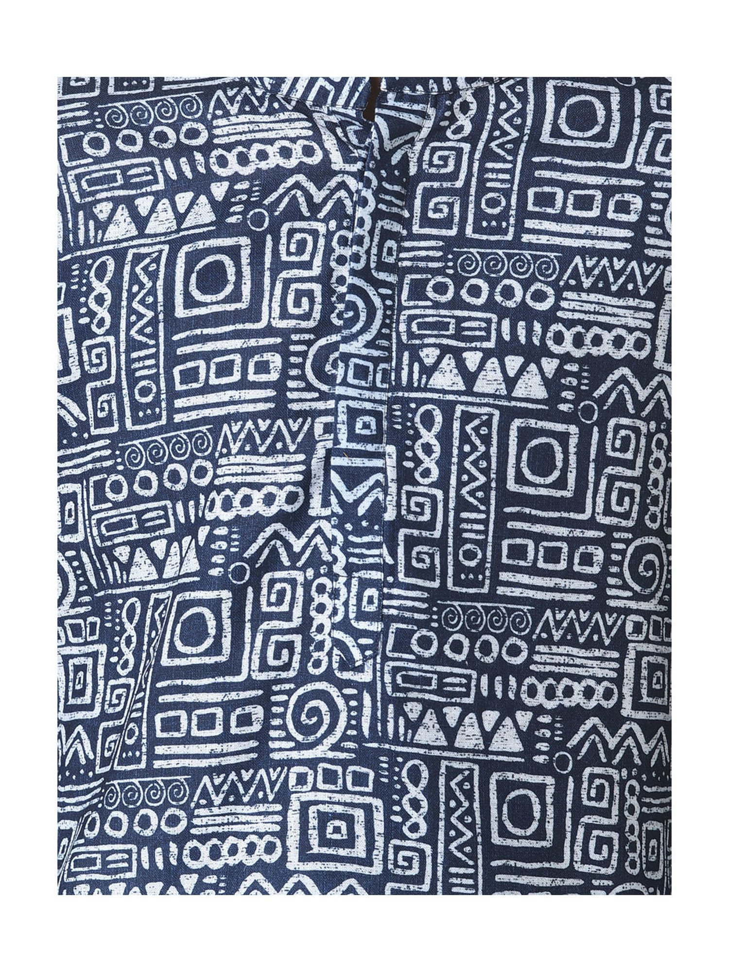 TABARD Kids Navy & White Printed Full Sleeves Kurta with Churidar