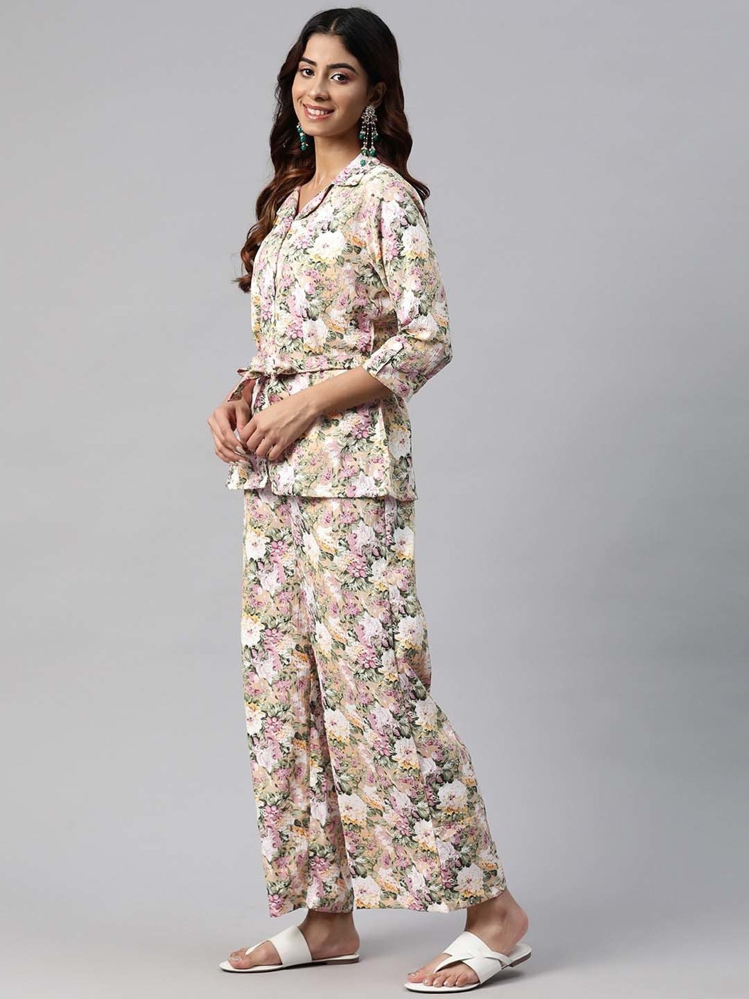 Melon by PlusS Blue Printed Shirt Pant Set