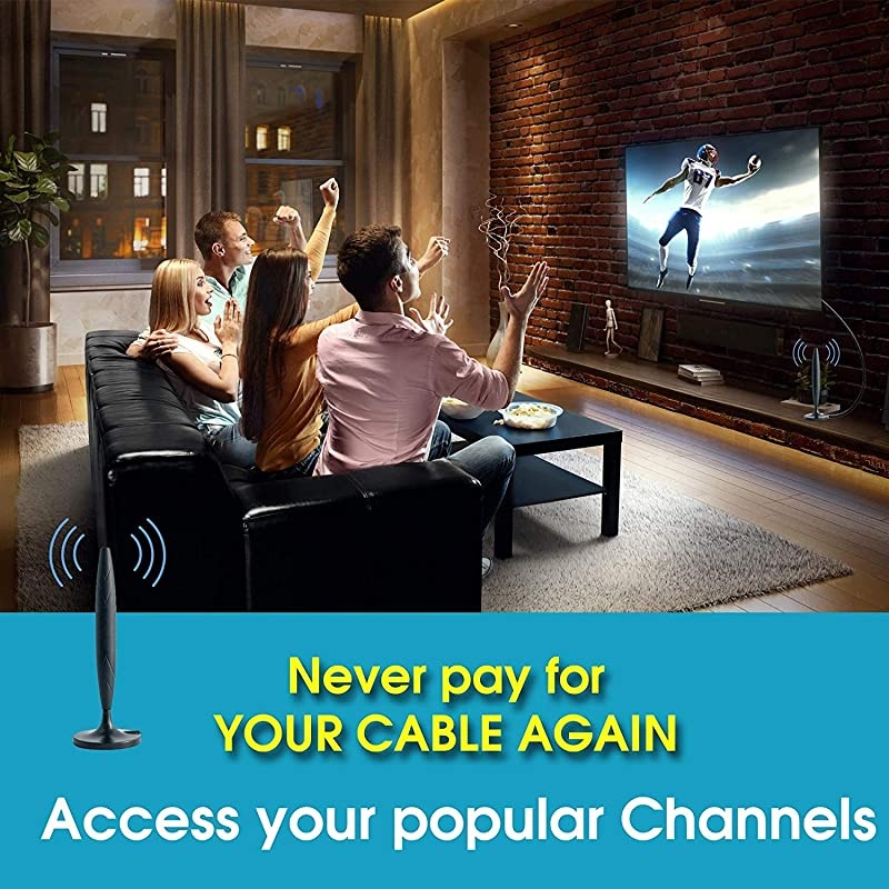 Antenna for Digital IndoorHD High Definition Television Smart Signal Strength Amplifier Premium Power Booster Long Range Antennas Clear Channel Reception Miles Away Adapter with 98f Cable