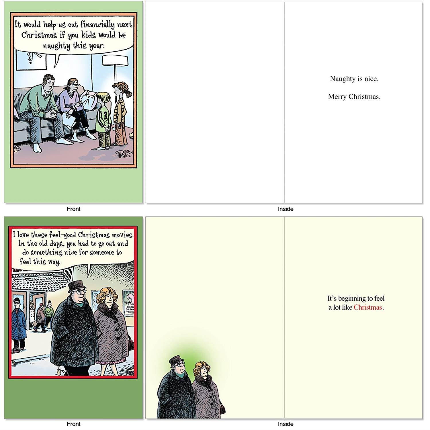 10 Hilarious 'Bizarro by Piraro' Merry Christmas Cards (4-5/8" x 6-3/4") - Assorted & Boxed Cartoon Holiday Cards with Envelopes - Funny Bulk Xmas Greeting Card Stationery for Family, Friends #A1256