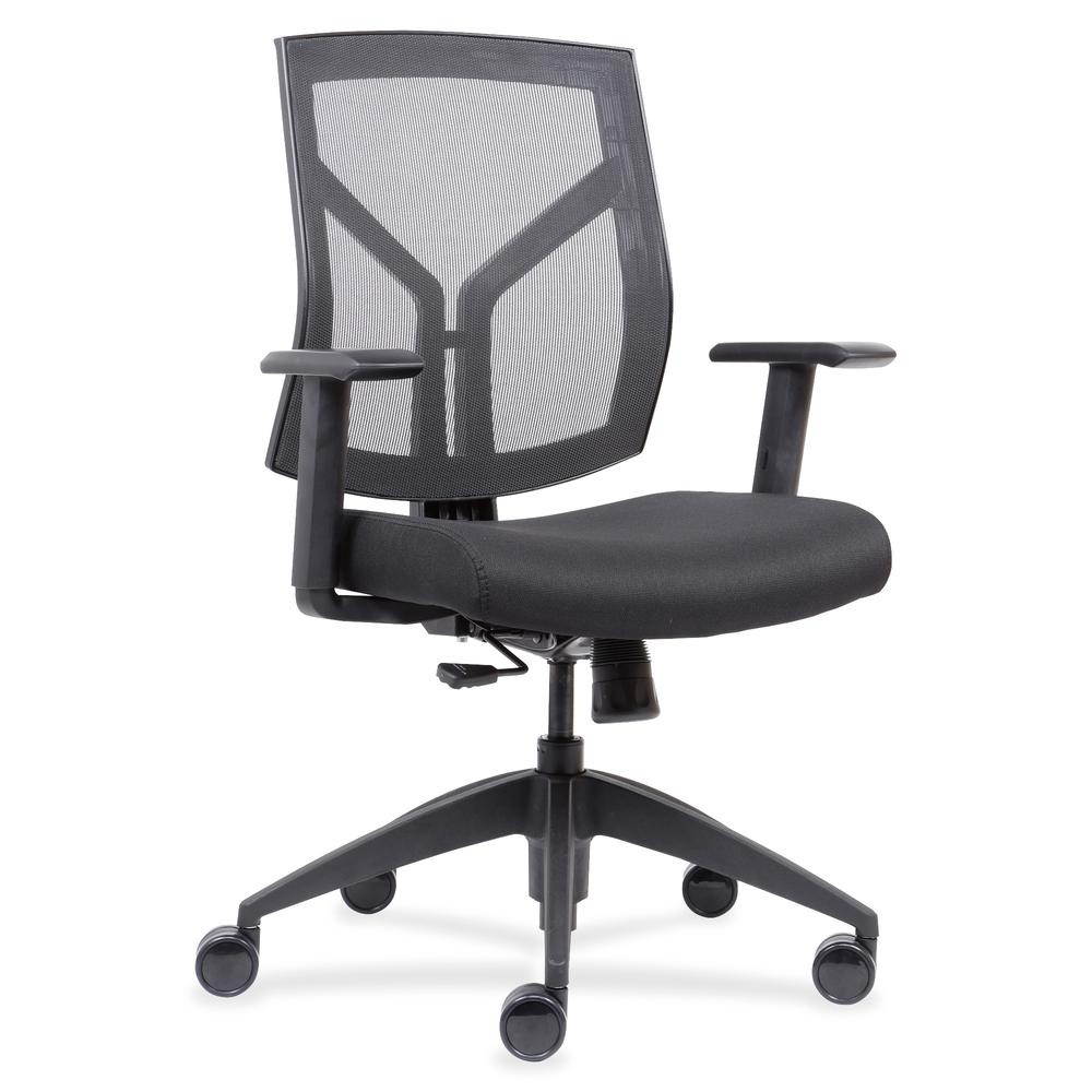 Lorell LLR83111 Mid-Back Chairs with Mesh Back & Fabric Seat - Black