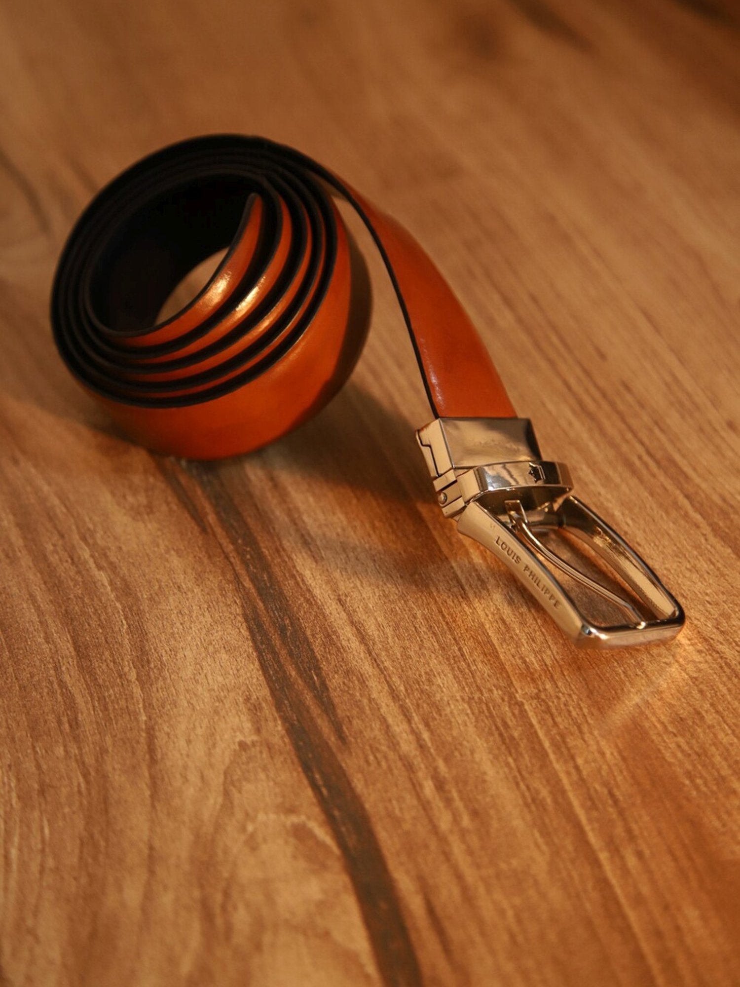 Louis Philippe Brown Leather Solid Reversible Belt