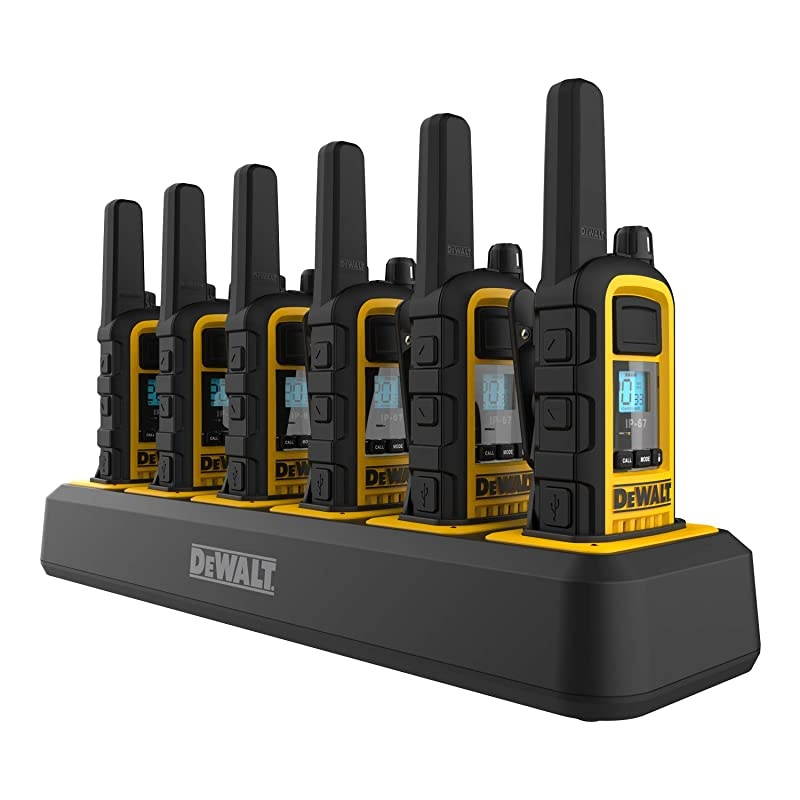 DXFRS800 2 Watt Heavy Duty Walkie Talkies - Waterproof, Shock Resistant, Long Range & Rechargeable Two-Way Radio with VOX (6 Pack w/ Gang Charger) (DXFRS800-BCH6)