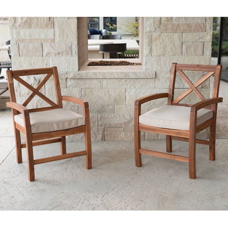 Acacia X Back Chair W/ Cushions 2pk - Brown - Saracina Home