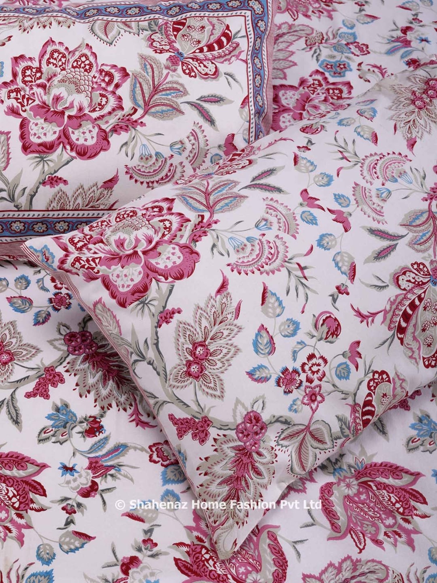 Shahenaz Pink 120 TC Cotton Gayatri Forest Luxury Double Bedsheet with 2 Pillow Covers