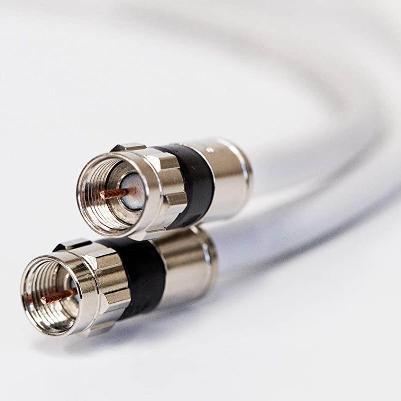 White RG6 Digital Coaxial Cable Shielded PVC Jacket Rated UL ETL CATV RoHS 75 Ohm RG6 Digital Audio Video Coaxial Cable with Premium Continuous Ground Brass Metal Compression FConnectors