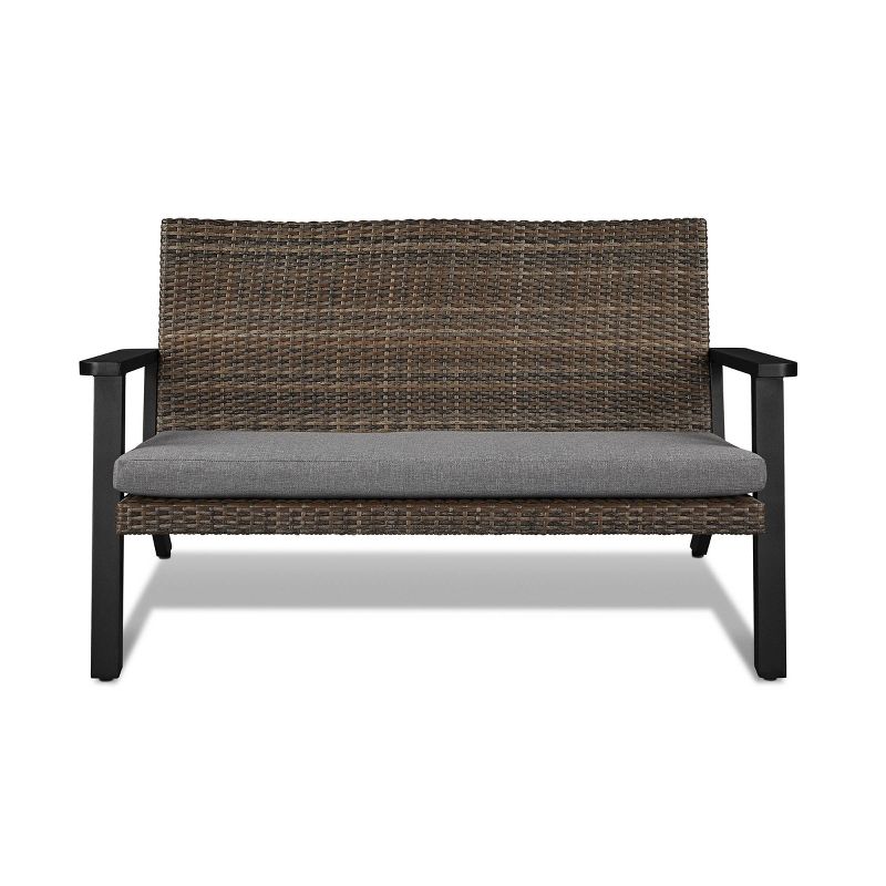 Noorwood Two Seat Patio Bench Black - Real Flame