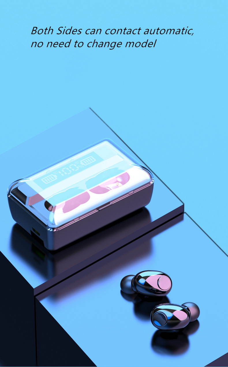 Wireless Intelligent Power Capacity Display Mini Invisible Bluetooth Headset 5.0 Suitable for Android & IOS Mobile Phones Waterproof Multifunction Earbuds Sports Automatic Charging