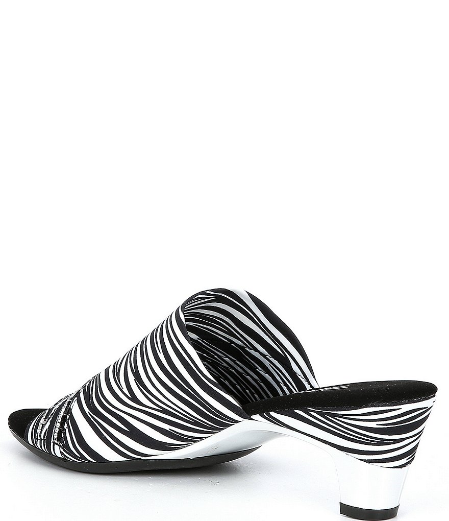 Onex Elanor Zebra Print Rhinestone Detail Stretch Dress Slides