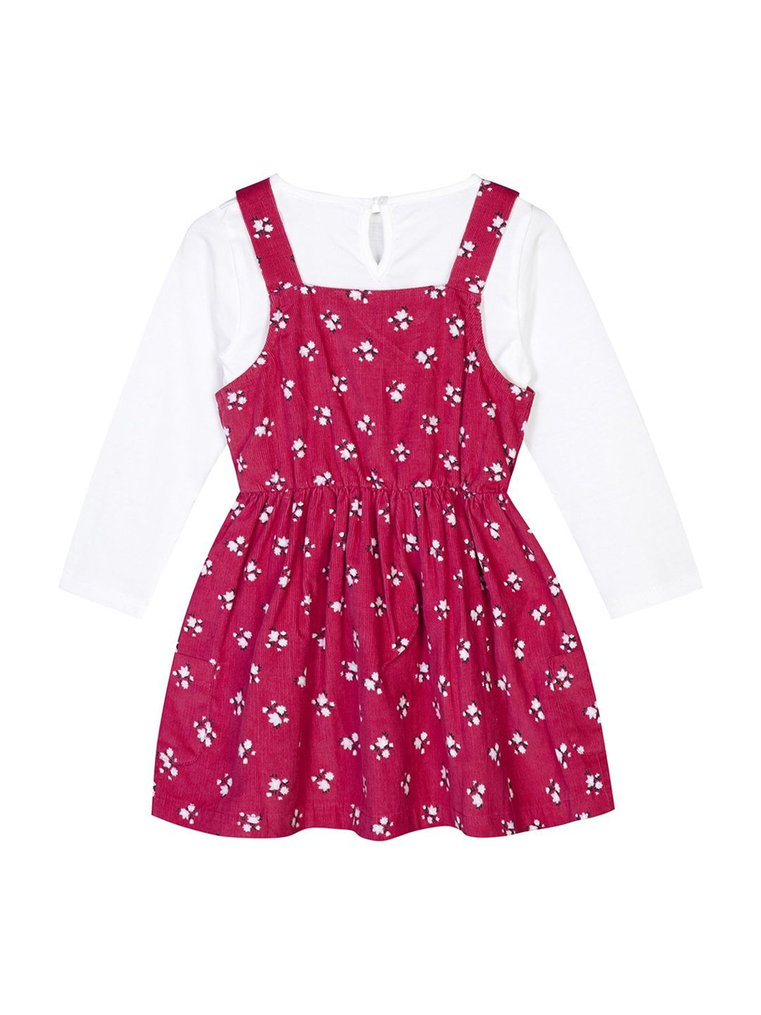 Budding Bees Kids Red & White Printed Full Sleeves Top Set