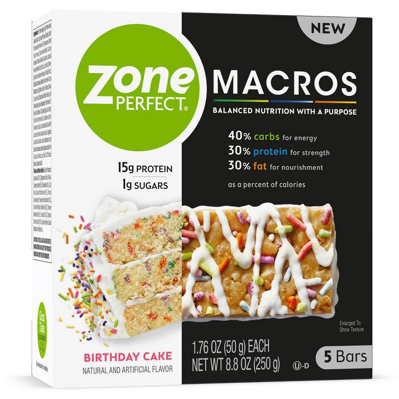 Zone Perfect Macros Birthday Cake Nutrition Bars - 5ct
