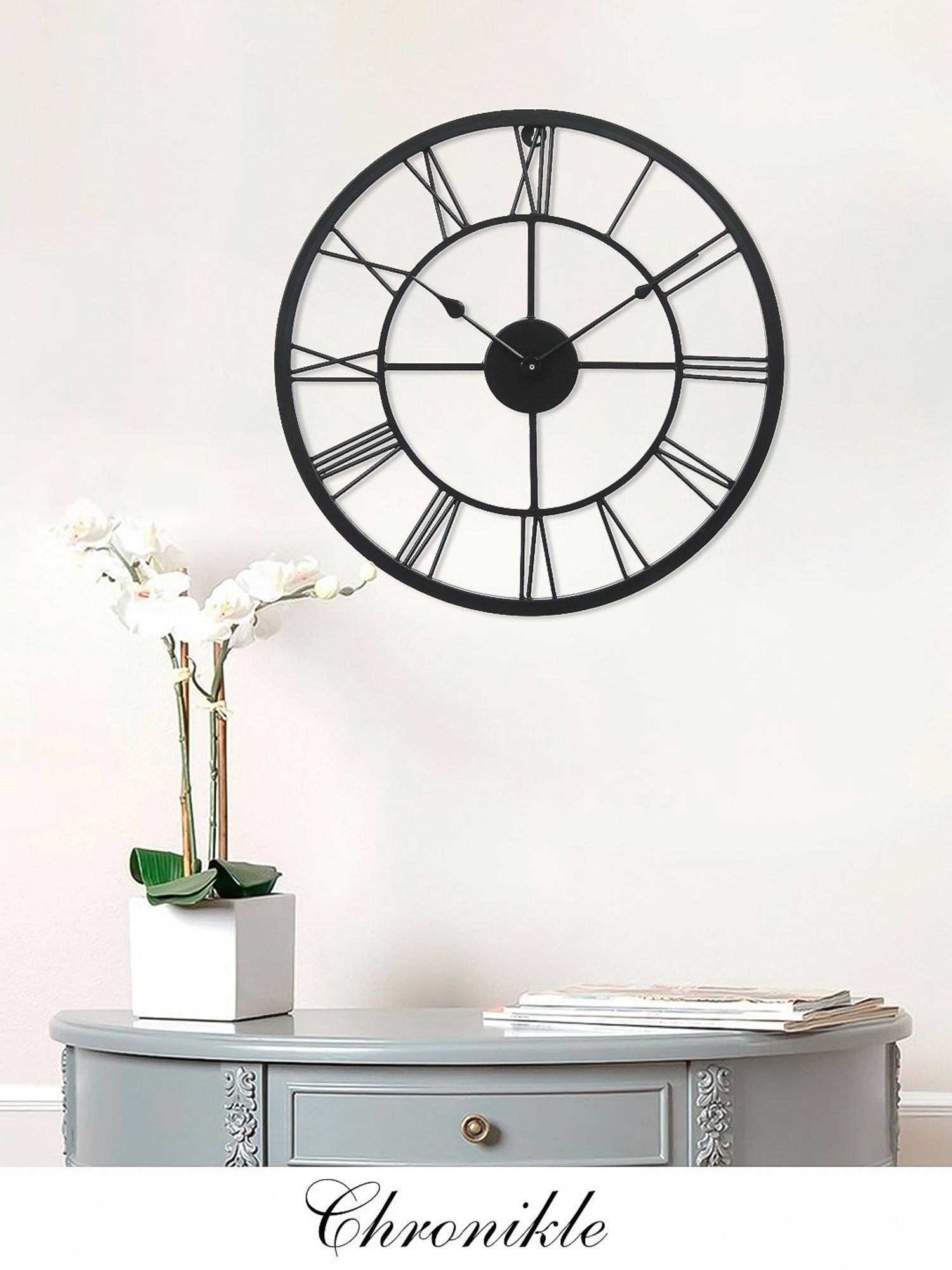 CHRONIKLE Round Black Iron Wall Clock