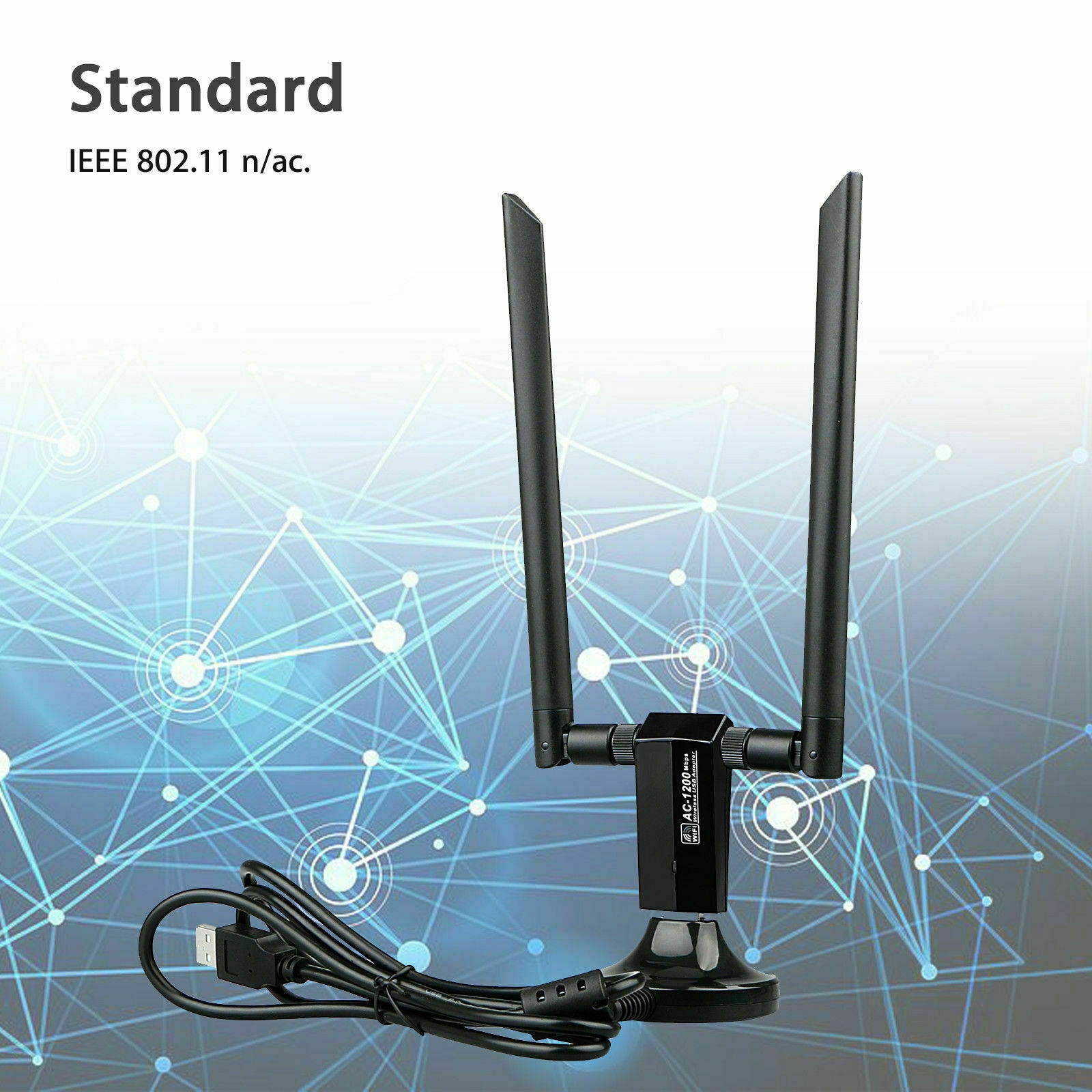 1200Mbps Long Range AC1200 Dual Band 5GHz Wireless USB 3.0 WiFi Adapter Antennas