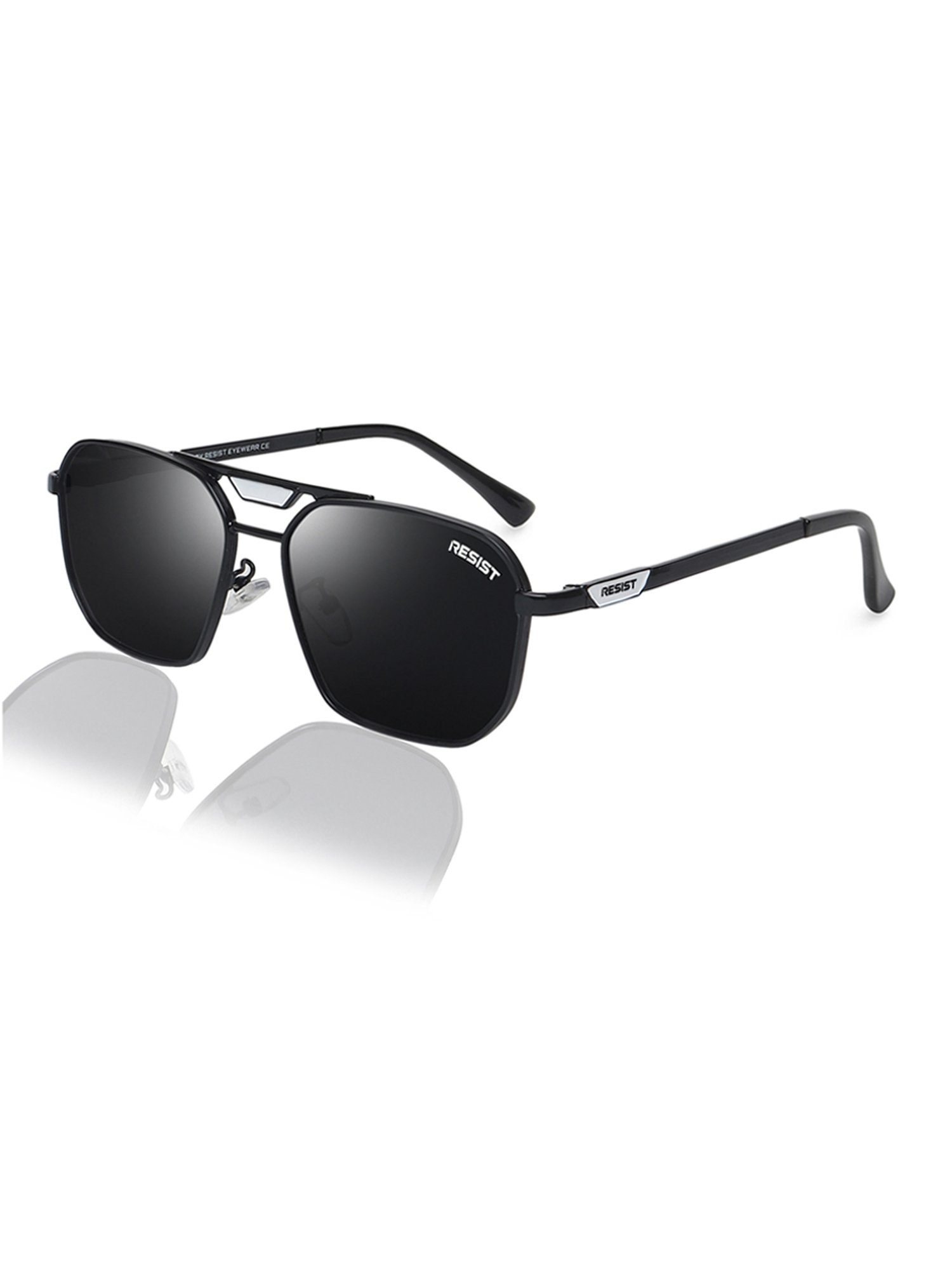 Resist Eyewear Black Square UV Protection Unisex Sunglasses