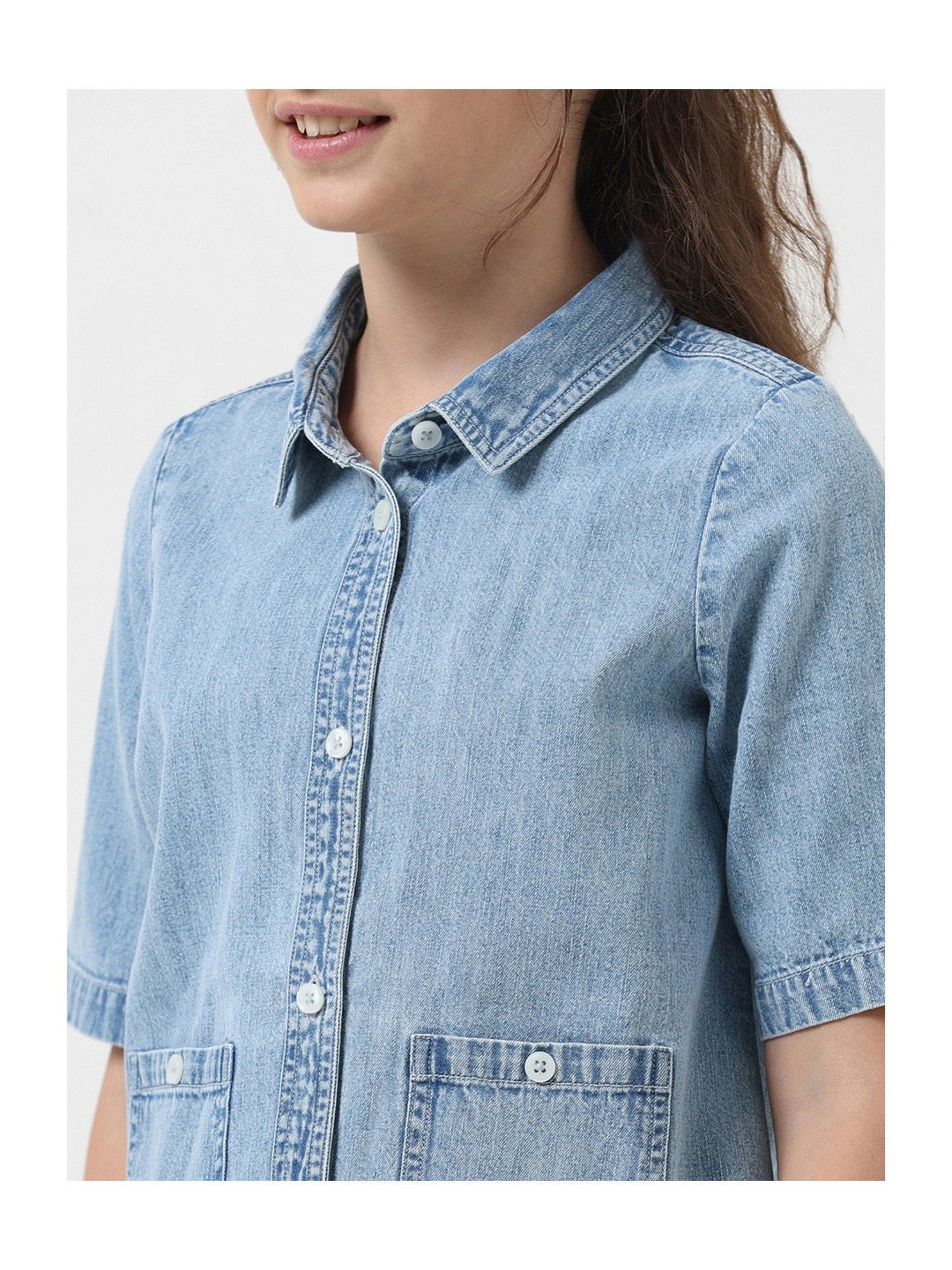 VERO MODA GIRL Blue Solid Shirt Top