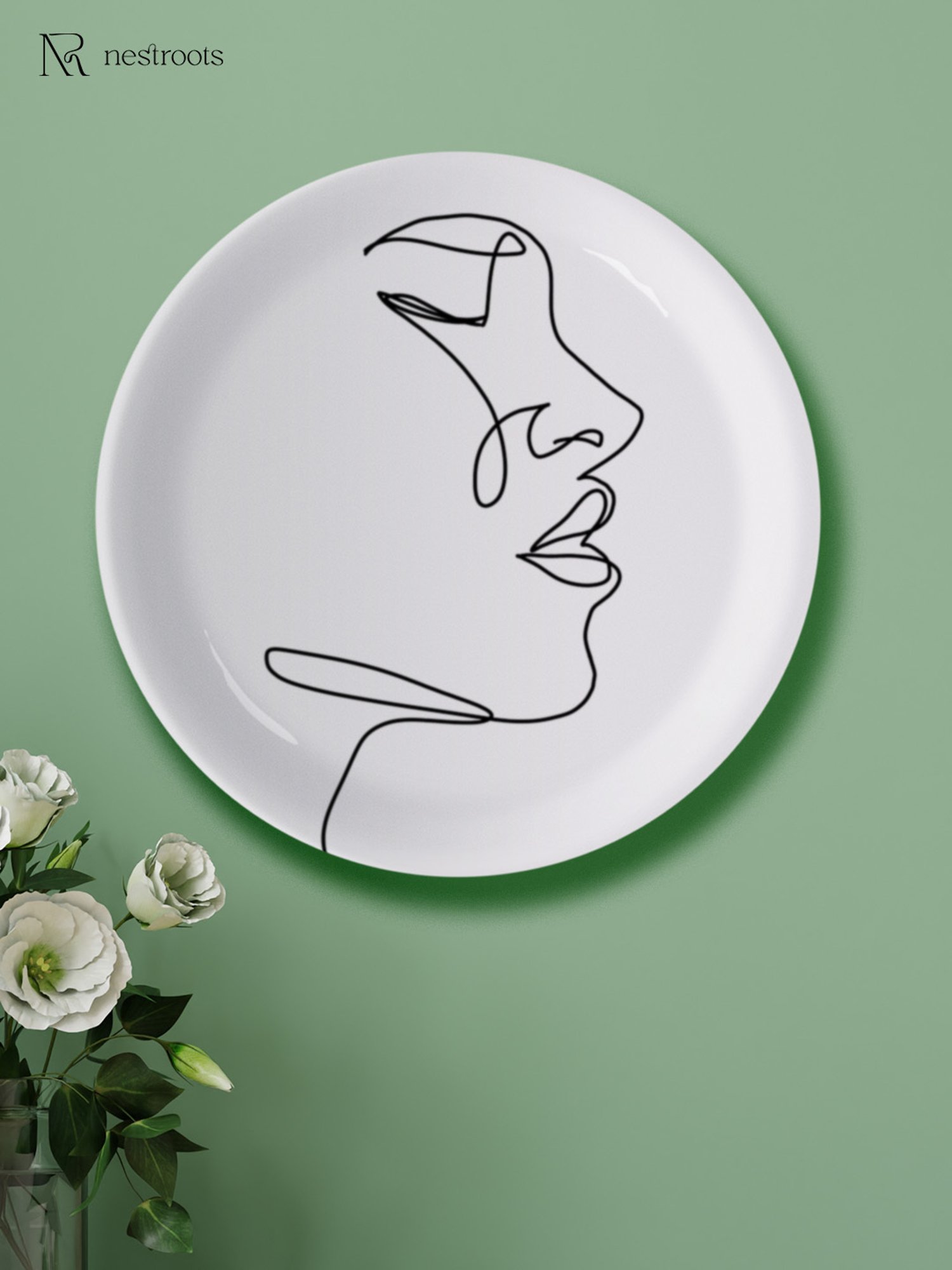 Nestroots Intertwined Elegance Black & White Porcelain&iquest;Decorative Wall Plate