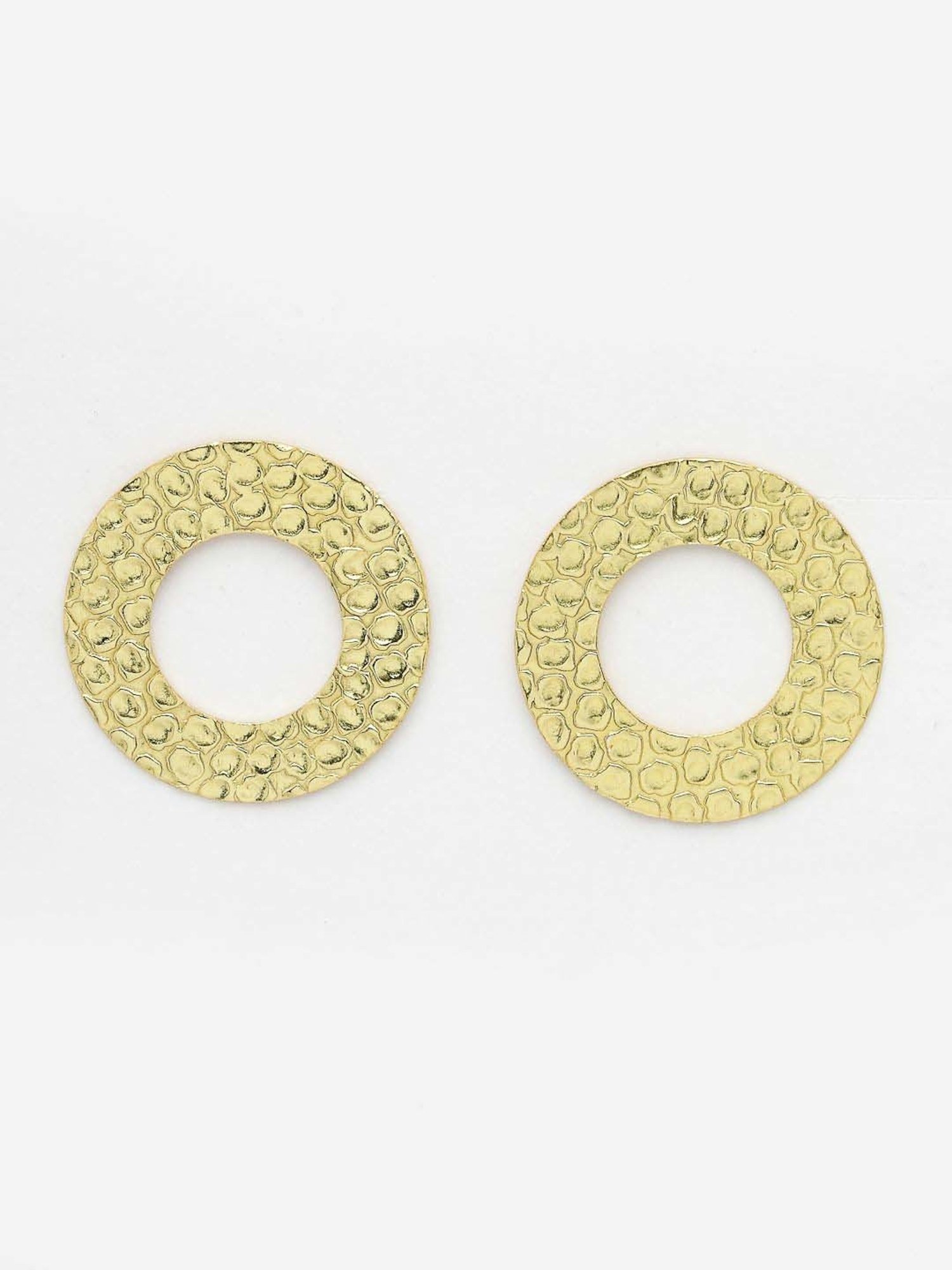 NVR Gold-plated Cut Out Circle Drop Earrings for Women