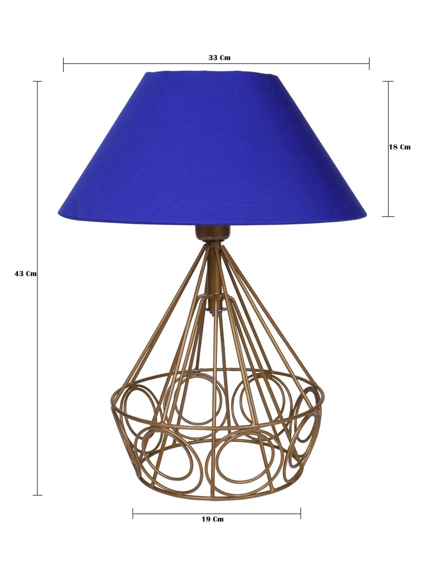 Homesake Modern Farmhouse Blue & Antique Gold Metal Table Lamp with Bulb - Set of 1