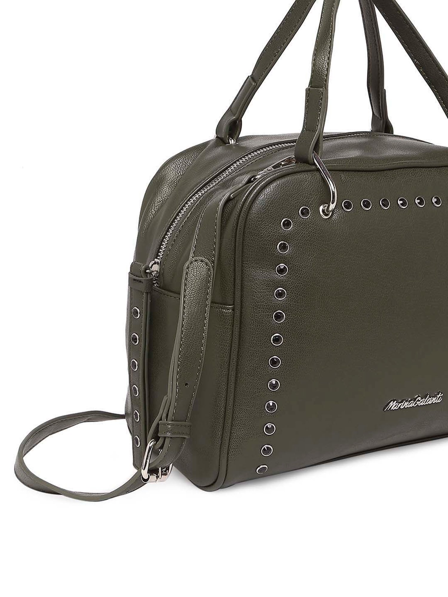 Marina Galanti Olive Embellished Medium Bowler Bag