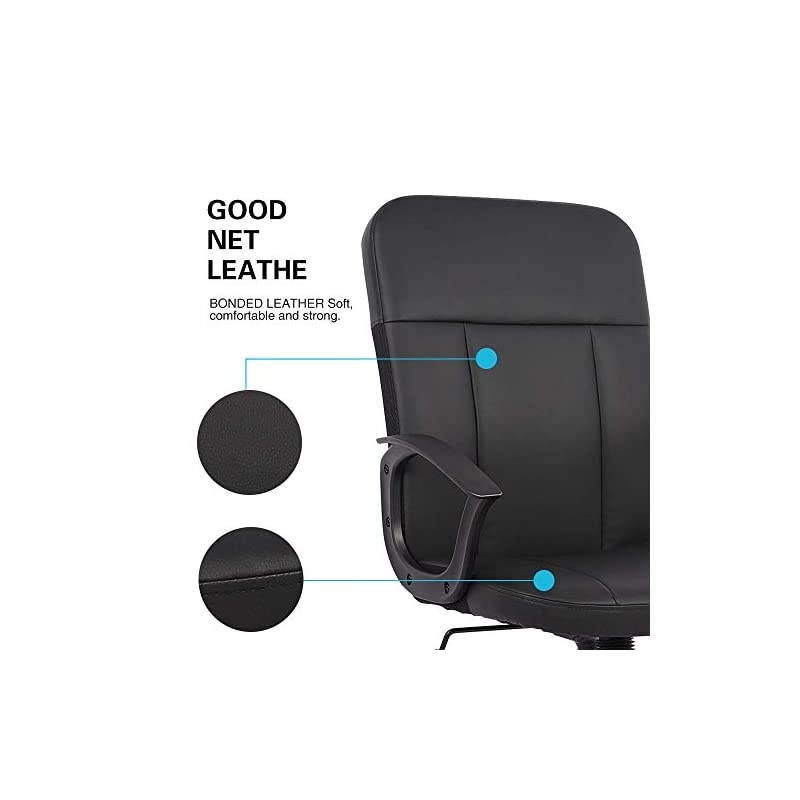 Chair, Mid Back Leather Desk Chair, Computer Swivel Task Chair, Ergonomic Executive Chair with Armrests