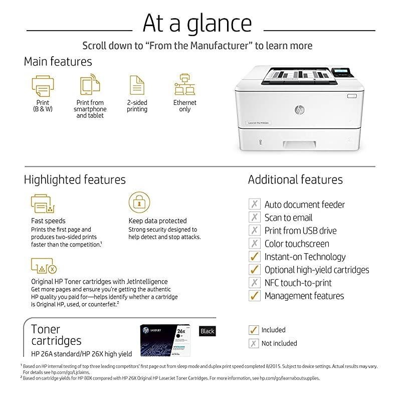 Laserjet Pro M402dn Monochrome Printer,  Dash Replenishment Ready (C5F94A) (Renewed)