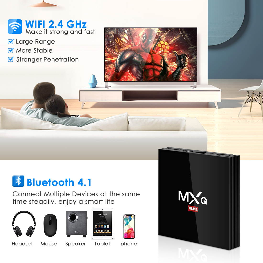 Android 9.0 TV Box, Superpow MXQ MAX Smart TV Box RK3328 Quad Core 4GB RAM+64GB ROM [2020 Ultima Versione], BT 4.1/4KUHD /3D/ H.265/HDMI/2 Porte USB
