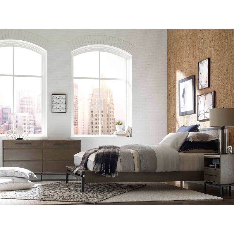 Ashton 5 Drawer Wood and Metal Chest Gray - Finch