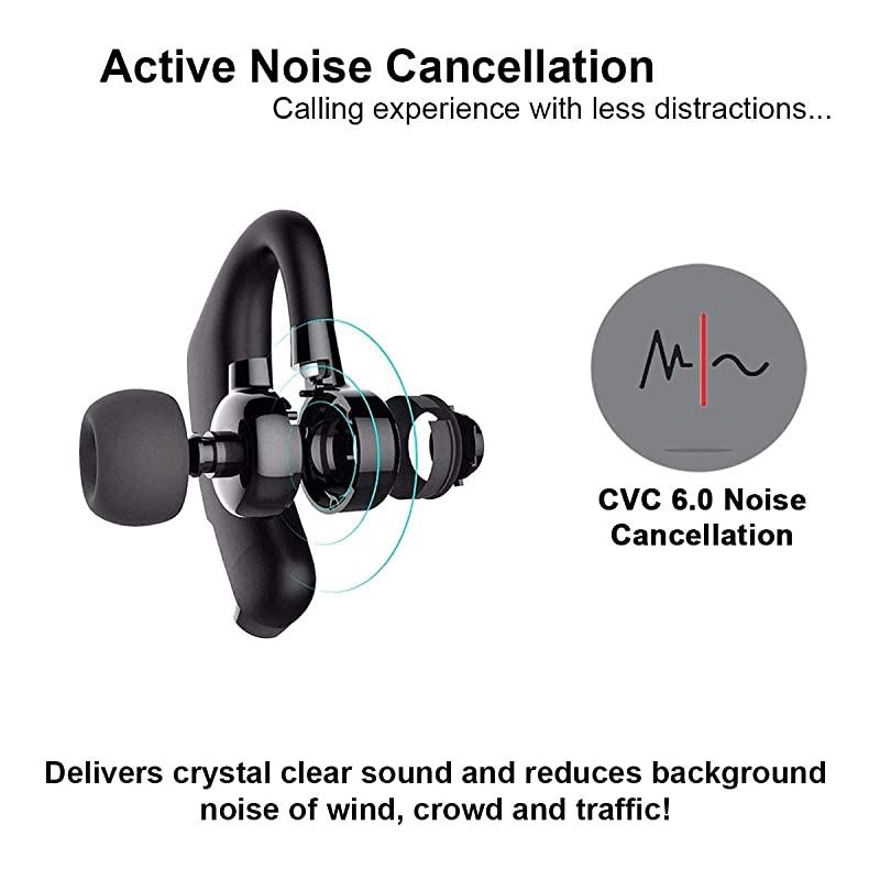 Bluetooth Earpiece for Cell Phone with Dedicated Keys for Volume/Next/Prev, On/Off, Compatible with iPhone, Android