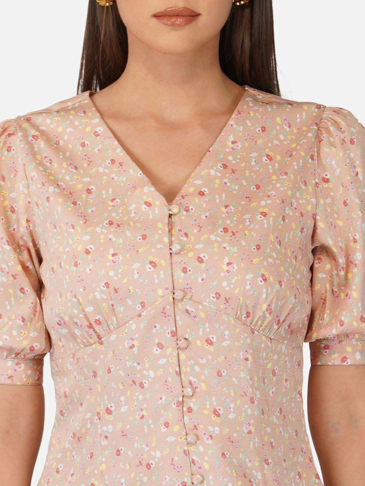 PURYS Beige Printed Top