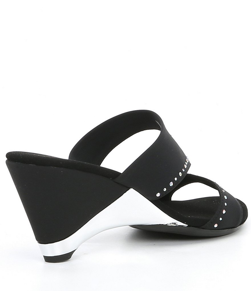 Onex Natalia Rhinestone Embellishments Elastic Wedge Slides
