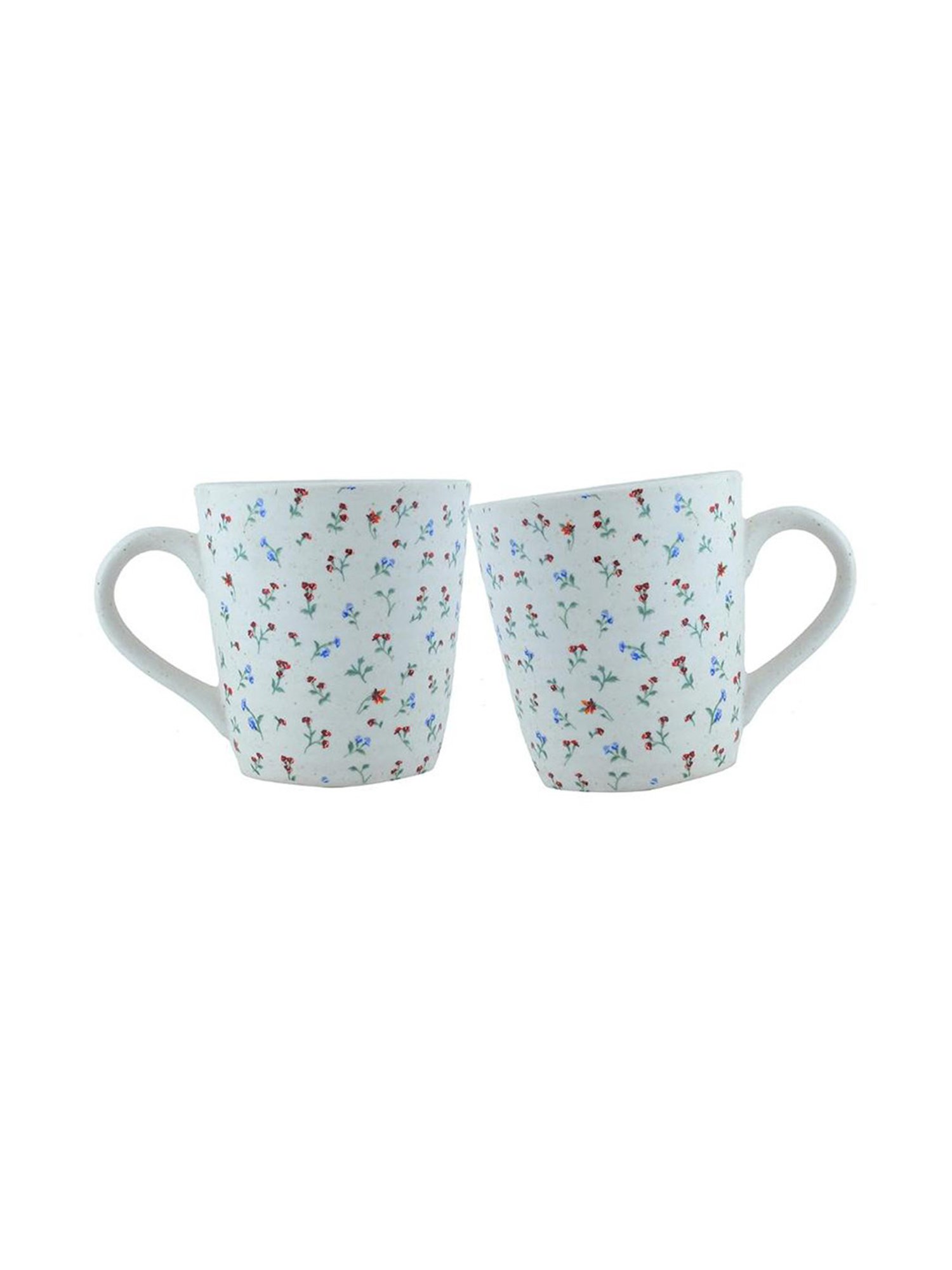 Unravel India Flower Petals Multicolor Ceramic Coffee Mug - Set of 2