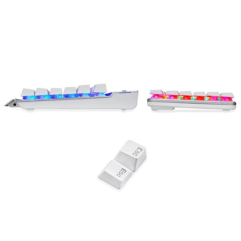 KG061-BR RGB Backlit Mechanical Gaming Keyboard Low Profile Mechanical Gamers Keyboard 87 Key Metal Mechanical Computer USB Gaming Keyboard for PC Quiet Cherry Brown Switches (White Version)