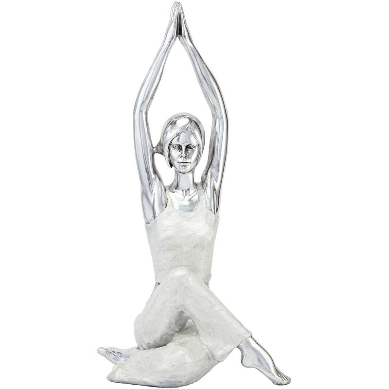 Dahlia Studios Gomukhasana Cow Face Yoga Pose 16 1/2" High Silver Sculpture
