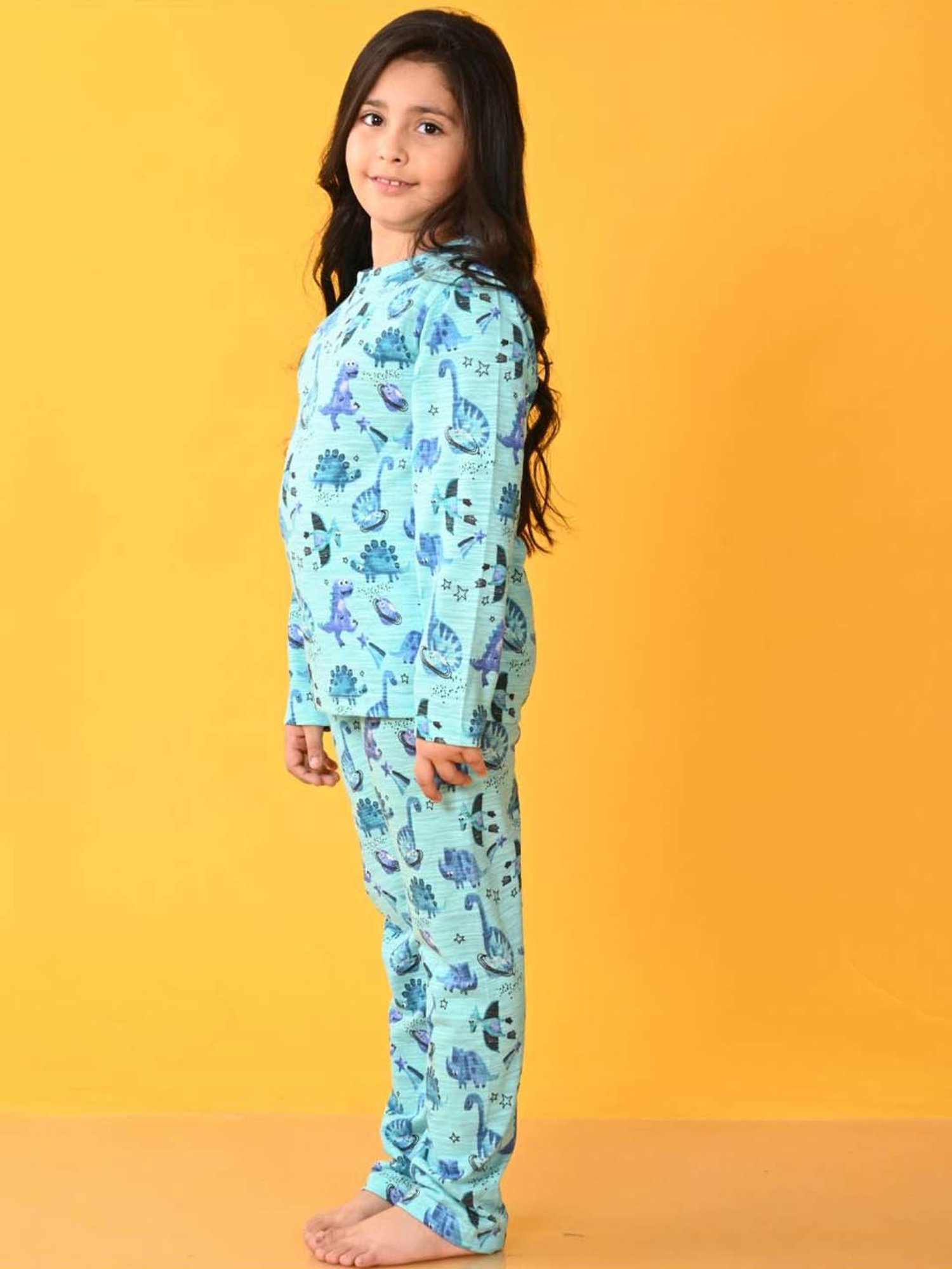 Anthrilo Kids Aqua Cotton Printed Full Sleeves T-Shirt & Trouser