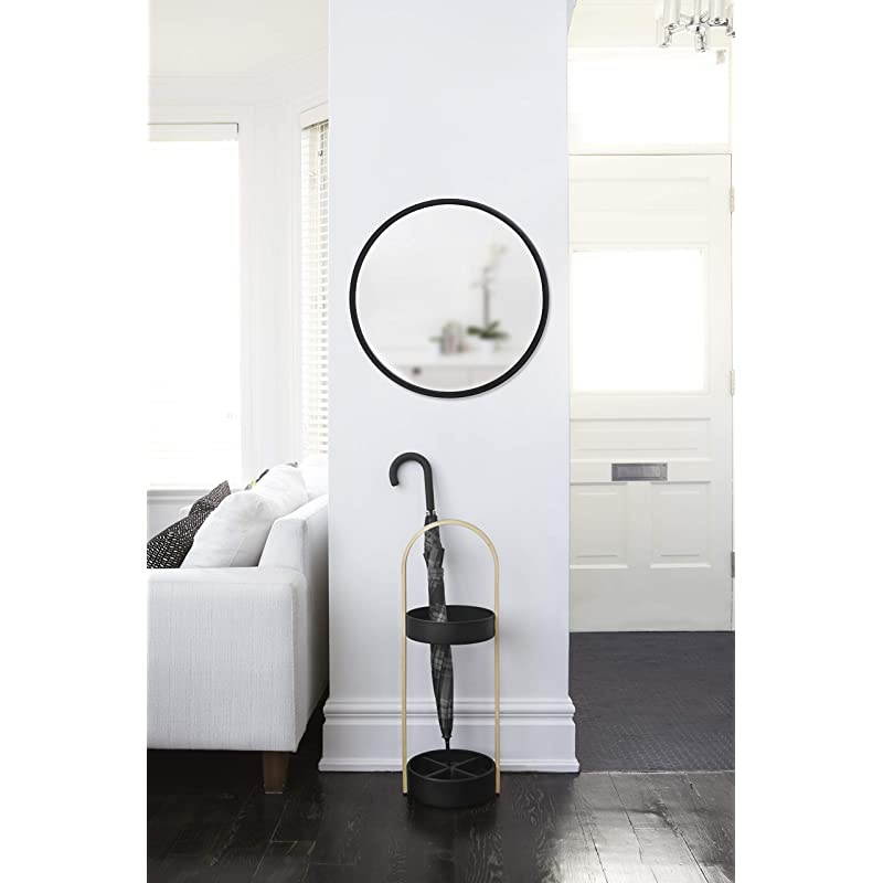 1008243040 Hub Wall Mirror With Rubber Frame 24Inch Round Wall Mirror for Entryways Washrooms Living Rooms and More Doubles as Modern Wall Art Black