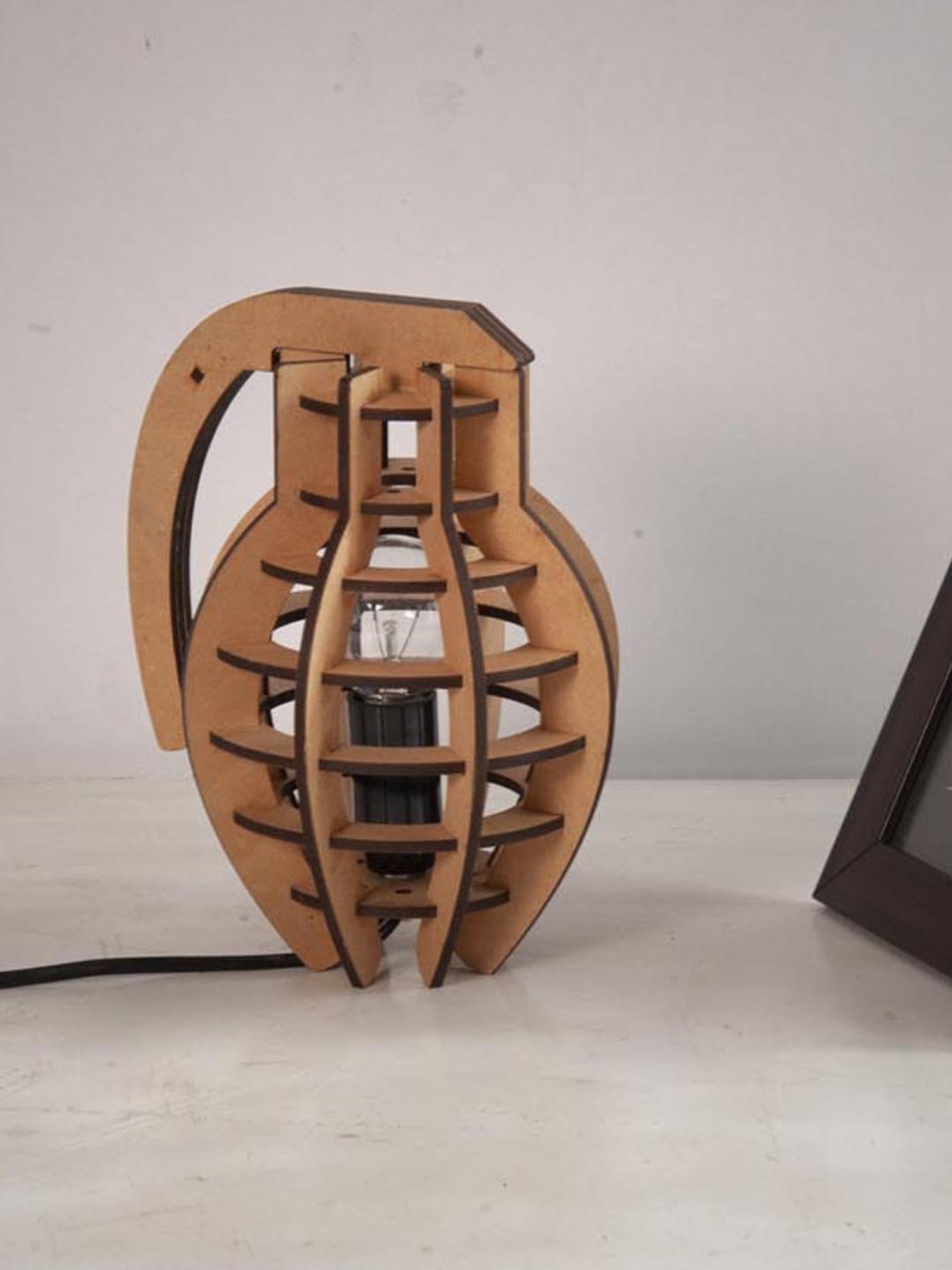 Kapoor E Illuminations Greno Brown MDF Table Lamp - Set of 1