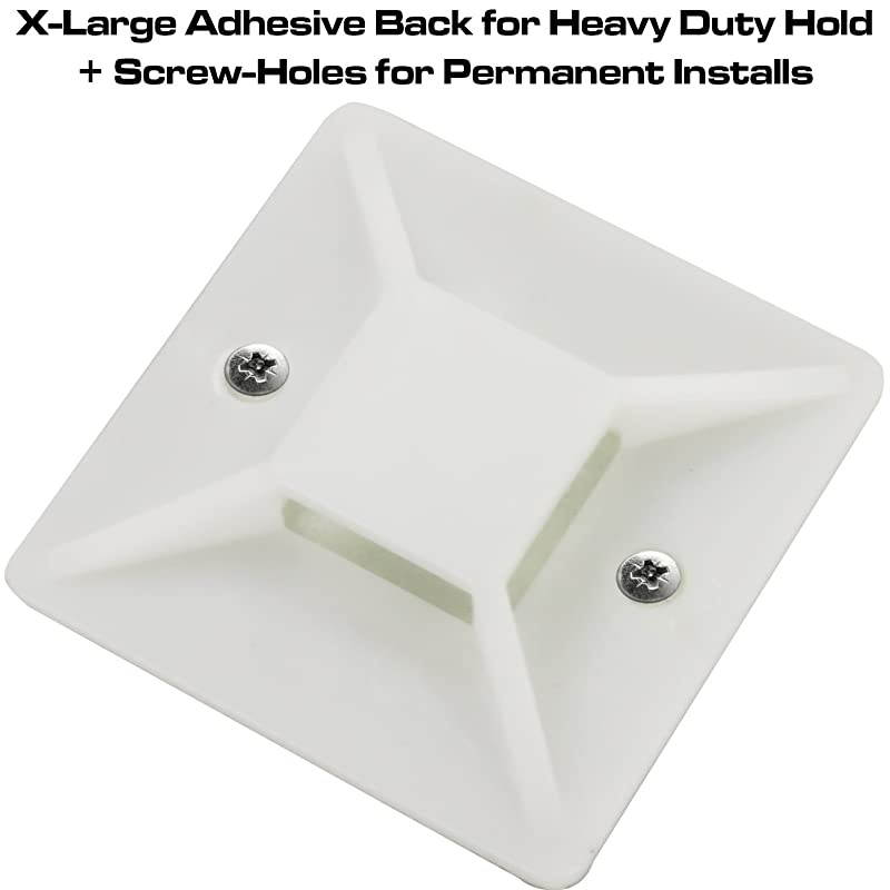 XLarge Cable Tie Mounts 100 Pack For Fast FrustrationFree Wire Management Anchor These Zip Tie Bases ToolsFree With Sticky Backs Or Use ScrewHoles For Permanent Hold