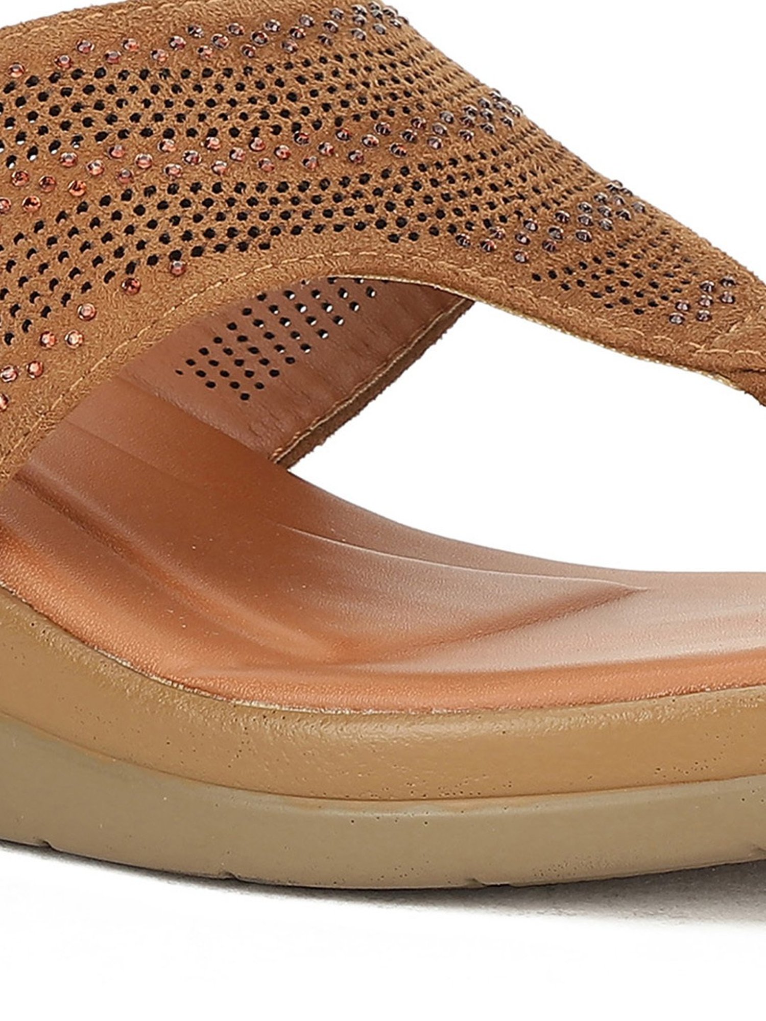 Bata Women's Tan Thong Wedges