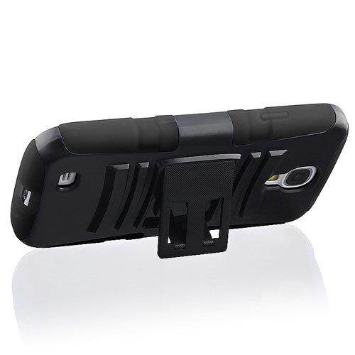 Dream Wireless Hybrid Case Skin Plus PC with H Style Stand for Samsung S4 - Retail Packaging - Black