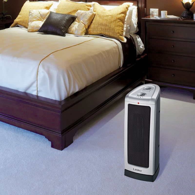 Lasko 5160 Portable Electric 1500 Watt Room Oscillating Ceramic Tower Space Heater with Remote, Adjustable Thermostat, Digital Controls, and Timer