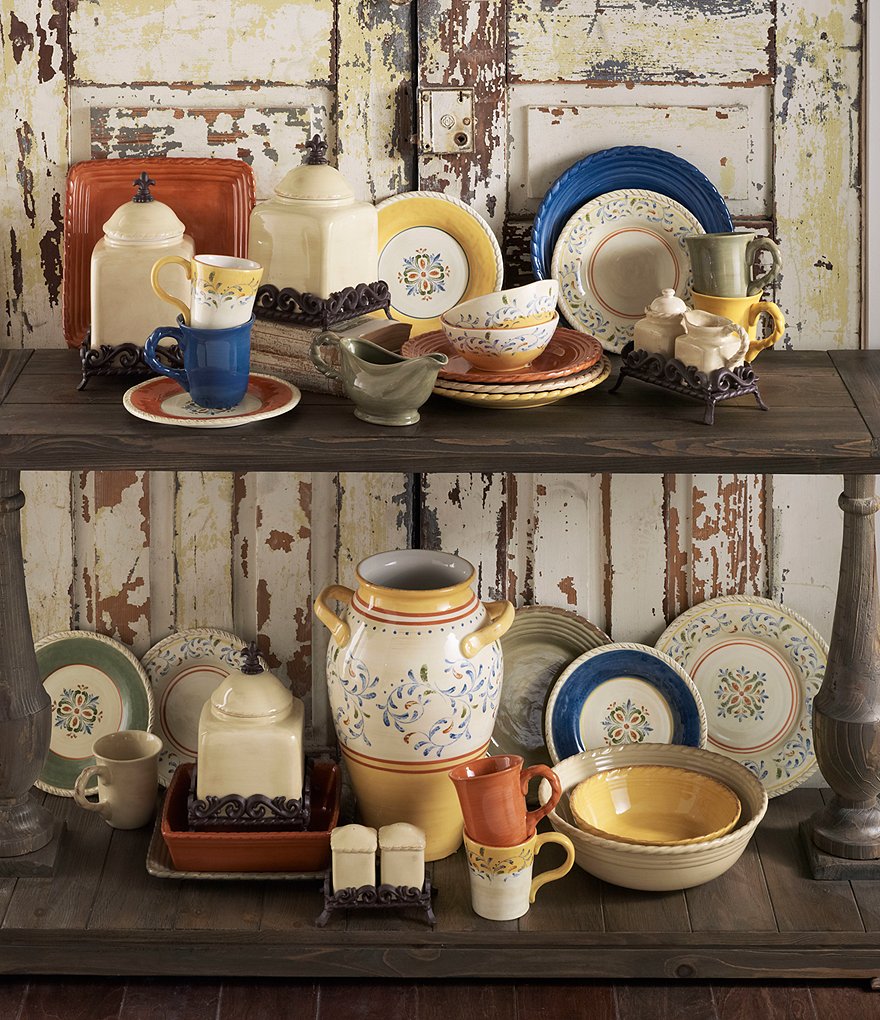 Artimino Tuscan Countryside Rope-Edged Stoneware Dinner Plate