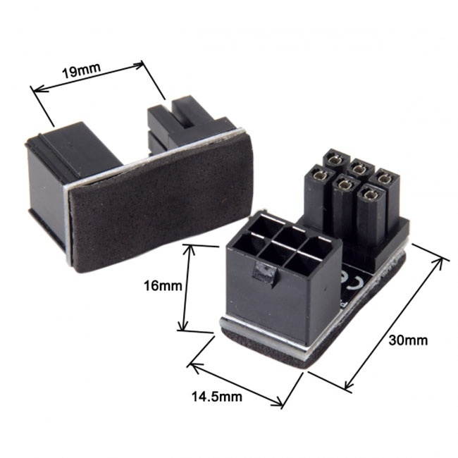 CY ATX 6Pin Female to 6pin Male 180 Degree AngledPower Adapter for Desktops Graphics Card PW-008