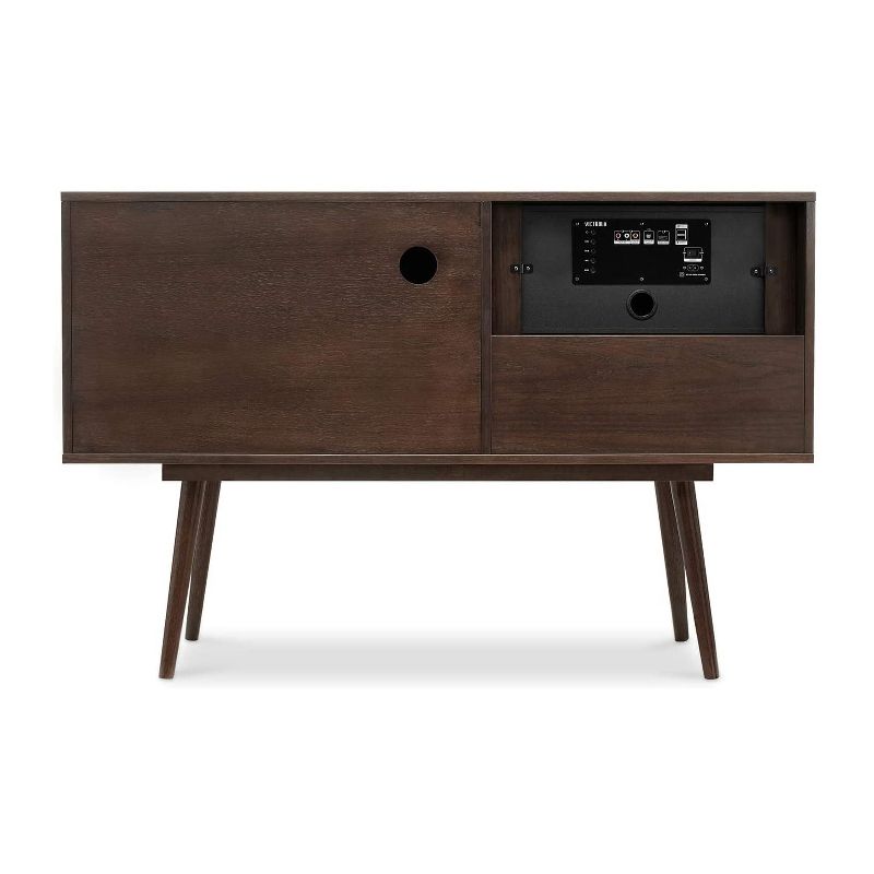 Victrola Woodland Classic Mid Century Modern Credenza with Built In Bluetooth Connectivity, 80 Watt Speakers, and Remote Control, Espresso