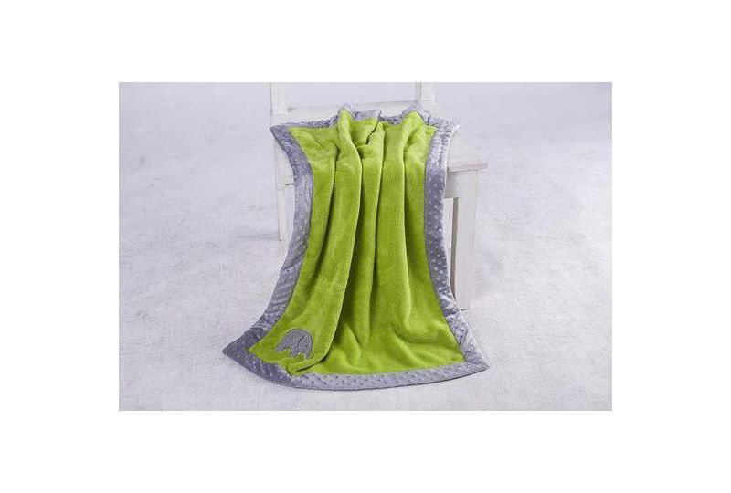 Bacati - Elephants Lime/grey Embroidered Blanket