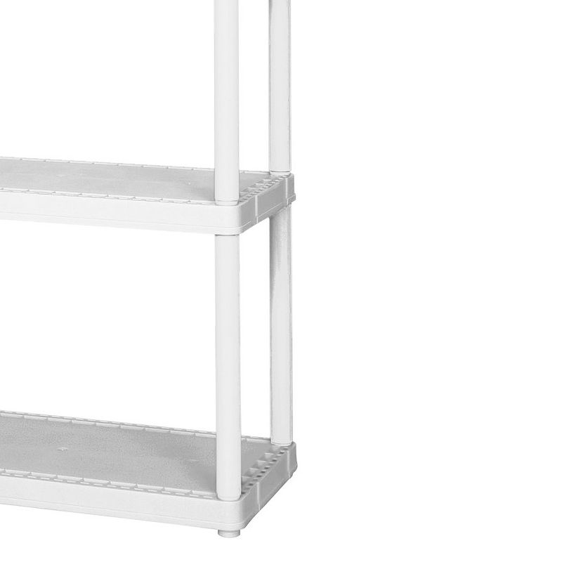 Gracious Living 24" x 12" x 48" 4-Shelf Tier Plastic Portable Multi-Purpose Light Duty Indoor Home Storage Organizer Shelves, White