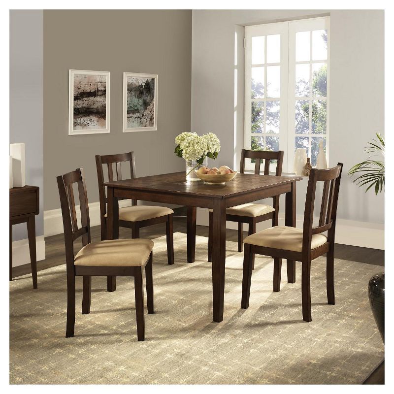 5pc Amber Traditional Height Dining Set Espresso/Beige - Dorel Living