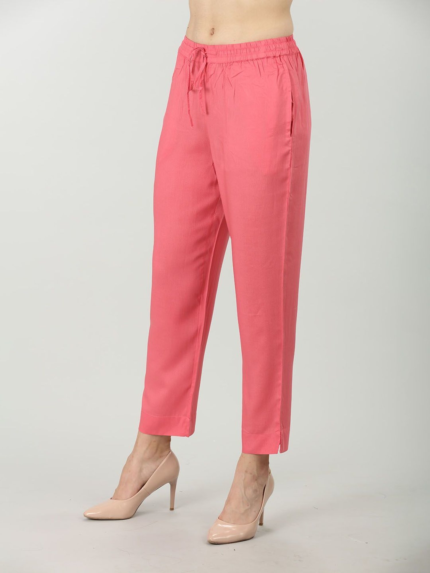 Mustard Coral Rayon Regular Fit Pants