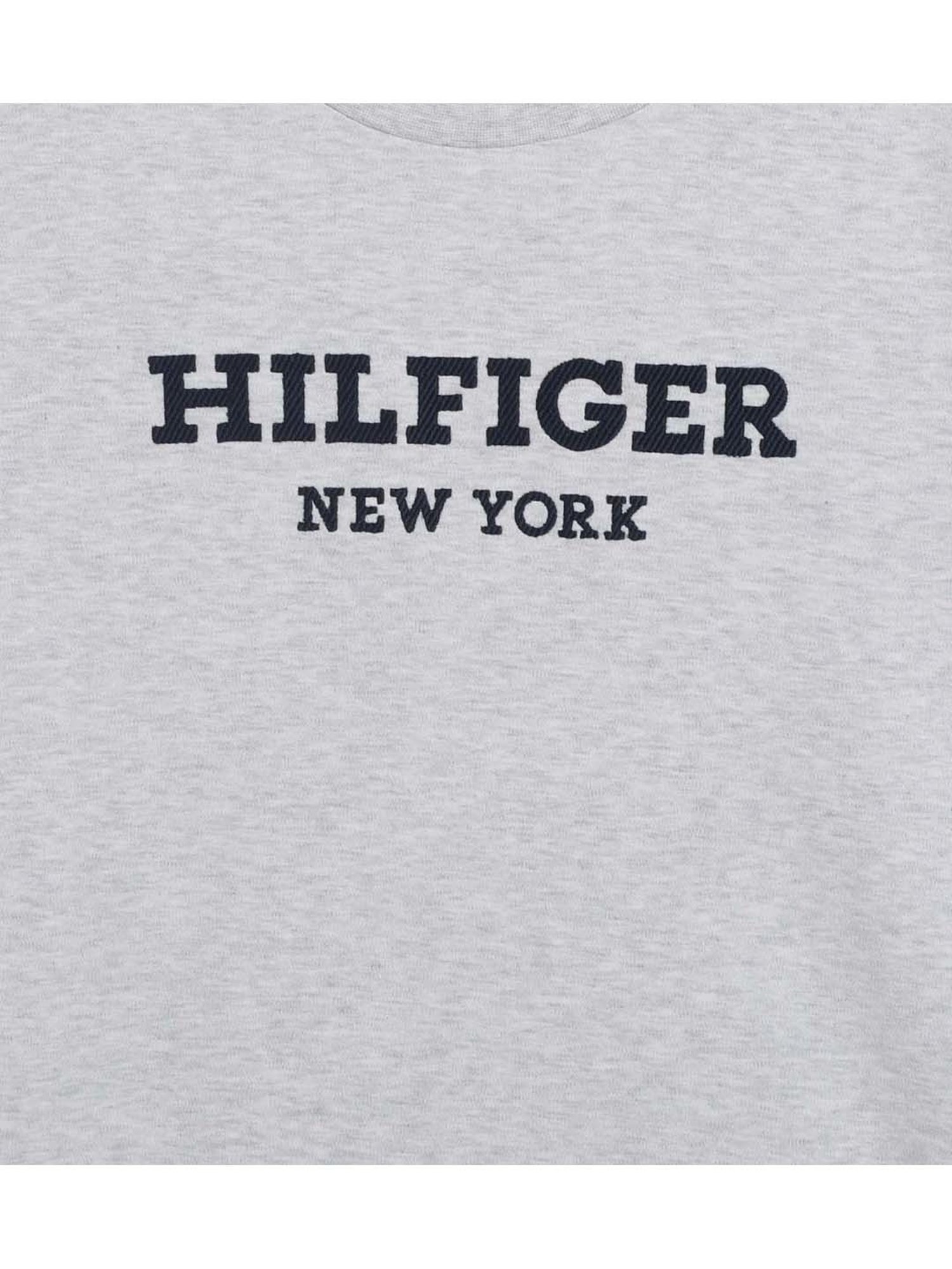 Tommy Hilfiger Boys New Light Grey Heather Logo Regular Fit T-Shirt