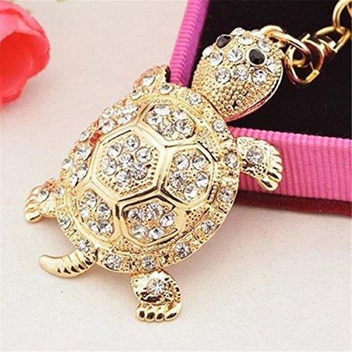 Turtle Keychain Handmade Sparkling Keyring Blingbling Crystal Rhinestones Purse Pendant Handbag Charm (White)