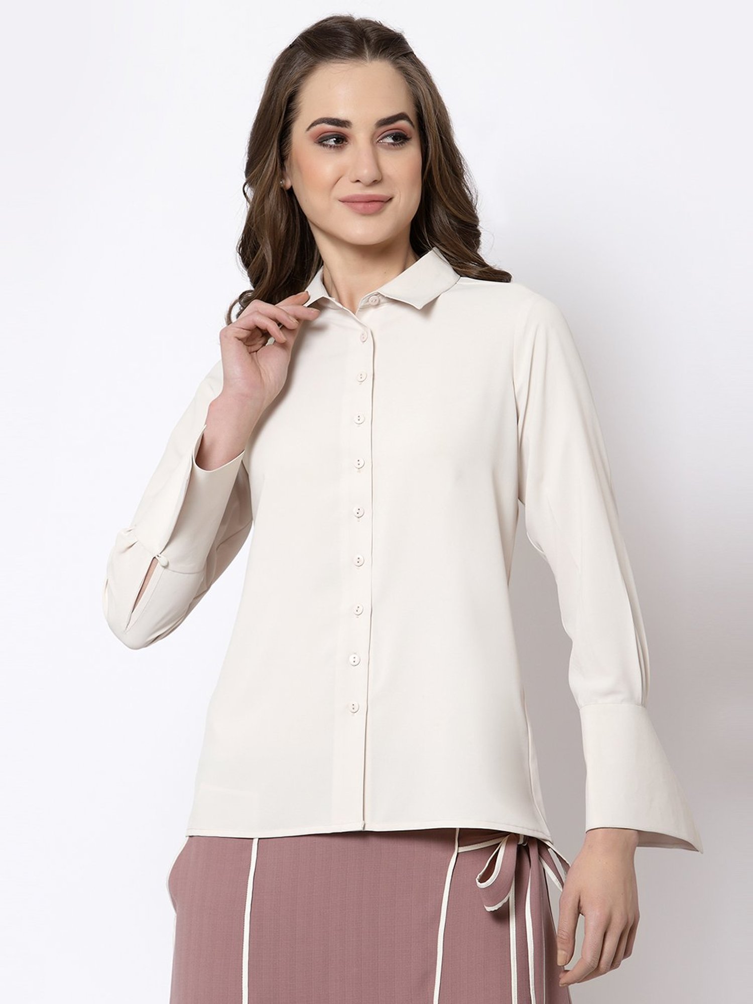 Office & You Off White Full Sleeves Shirt